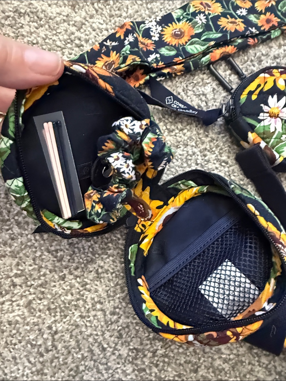 Vera Bradley 4 piece backpackset Sunflower Quilted Backpack in Black and Yellow - Picture 8 of 10